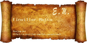 Einviller Metta névjegykártya